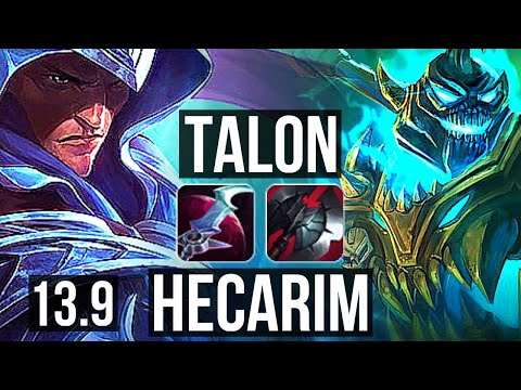 TALON vs HECARIM (JNG) | 8/0/4, 3.2M mastery, 2300+ games, Legendary | KR Grandmaster | 13.9