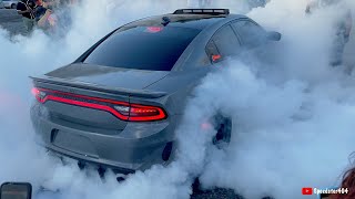 CRAZY CHARGER HELLCAT REDEYE DOING BURNOUTS & 