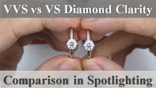 VVS vs VS Diamond Engagement Ring - Side by Side Comparison in Spotlight