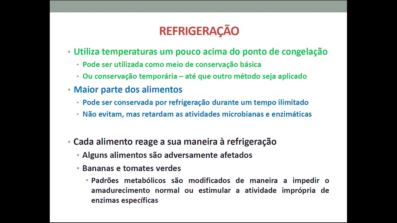 Drª Fábia Sá  - TECNOLOGIA DE ALIMENTOS -  Conservação pelo frio - Vídeo 01