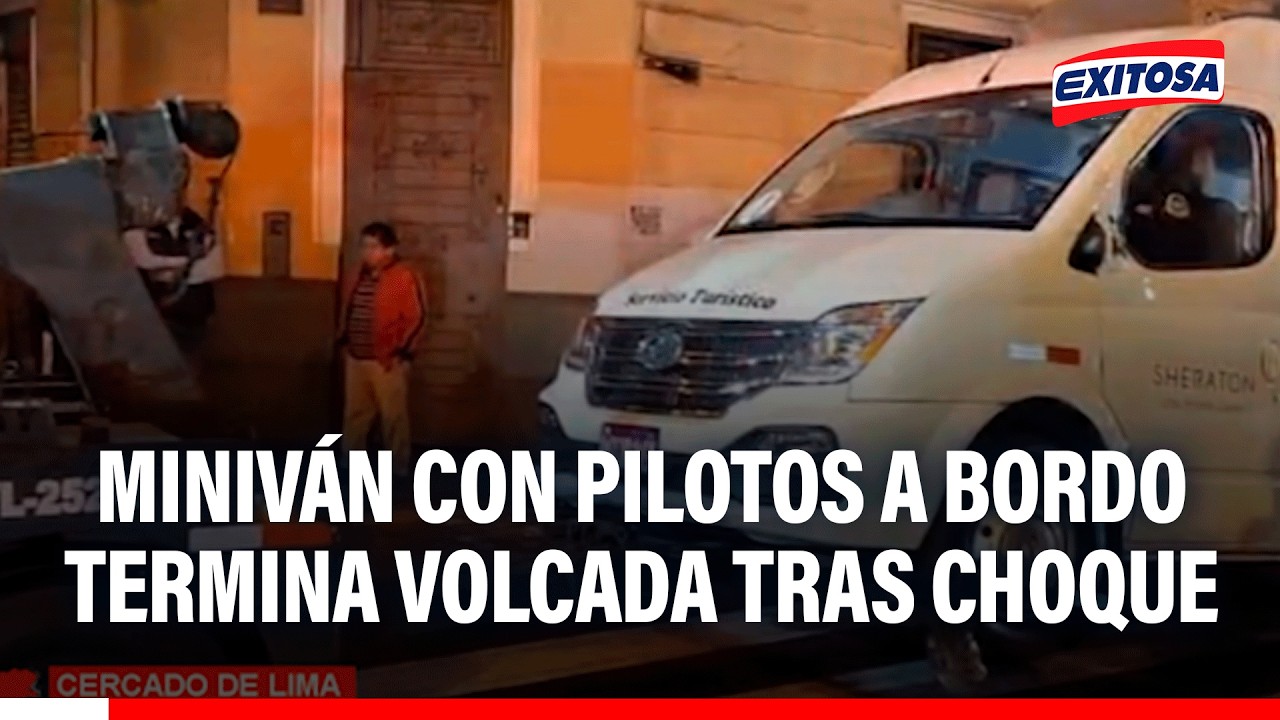 🔴🔵 Miniván con pilotos a bordo termina volcada en Cercado de Lima