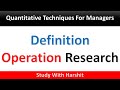 Definition Of Operation Research Quantitative Techniques For Managers
