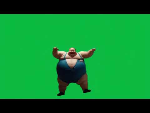The obese man in a swimsuit is swaying 4k green screen VFX