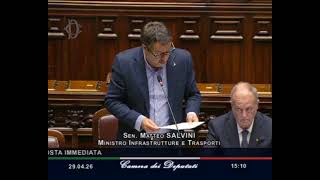 IL MINISTRO SALVINI RISPONDE AL QUESTION TIME ALLA CAMERA DEI DEPUTATI (29/04/26)