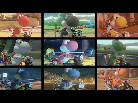Mario Kart 8 Deluxe - All 9 Yoshi Colors Gameplay (Online)