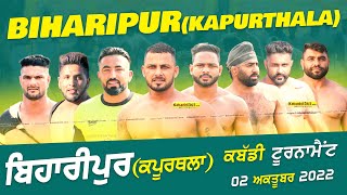 Biharipur (Kapurthala) Kabaddi Tournament 02 Oct 2022