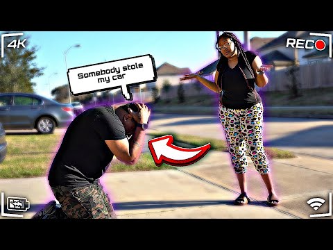 STOLEN CAR PRANK ON HUSBAND!! *HE WENT OFF*