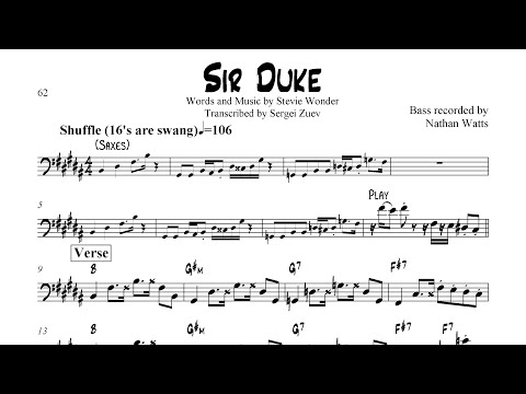 Stevie Wonder - Sir Duke - REVISED Bass Transcription