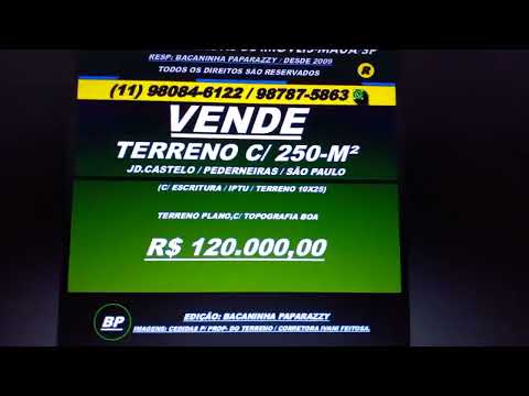 VENDE TERRENO C/ 250-M² / R$ 120.000,00 / JD.CASTELO - PEDERNEIRAS / SÃO PAULO