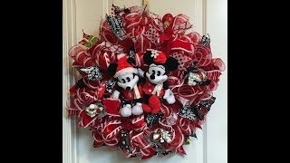Facebook Live Day 2 of the 12 days of Christmas Mickey and Minnie Mouse Christmas Wreath