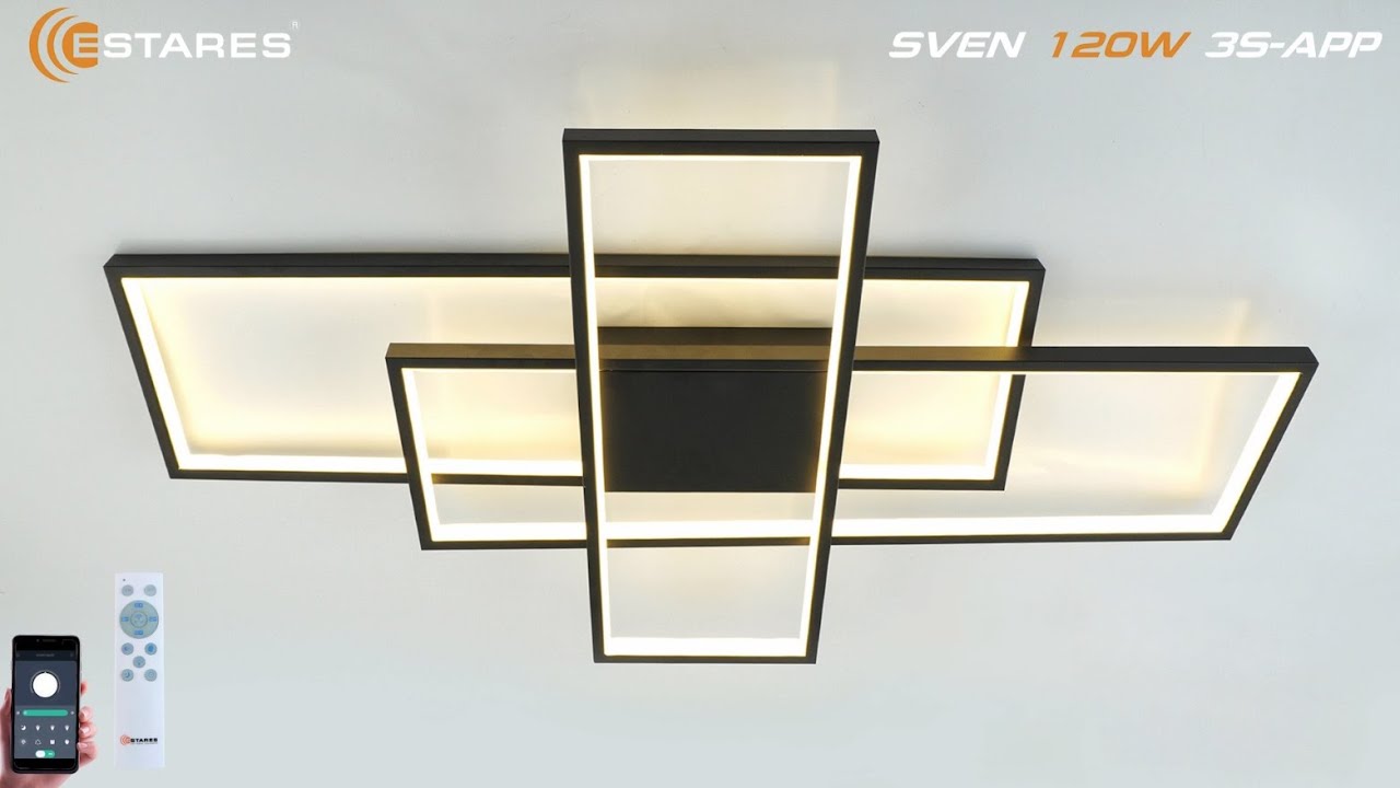 Світлодіодна люстра з пультом та мобільним додатком SVEN 110W 3S чорний