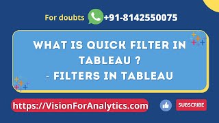 What is Quick Filter in Tableau ? | Types of filters in Tableau
