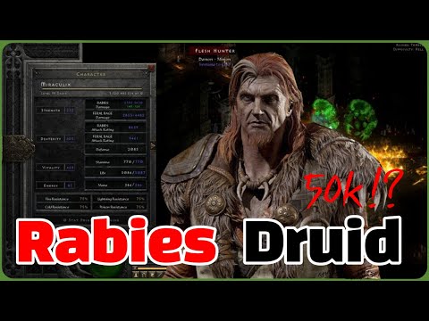 50k damage mind-blowing Rabies Druid Build for PVP I D2R I Diablo2 Resurrected