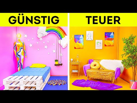 RAUM-UMGESTALTUNG CHALLENGE || Reich vs Pleite| Günstig VS Teuer: Alles Für Dein Zimmer von 123 GO!