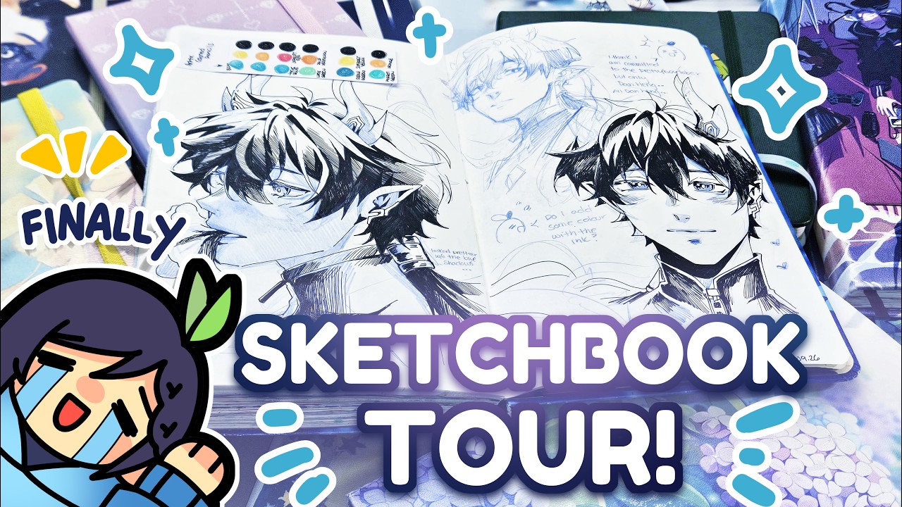 It is a SKETCHBOOK TOUR! 8 month sketchbook!🍀