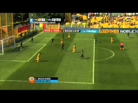 Gol de Olmedo. Crucero 3 - San Martín SJ 1. Fecha 15. Primera División 2015. FPT.