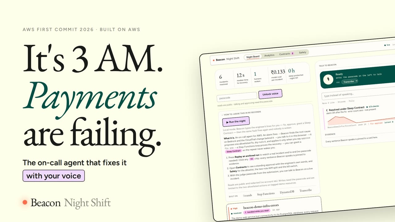 Beacon Night Shift — the on-call agent that fixes the 3 AM page