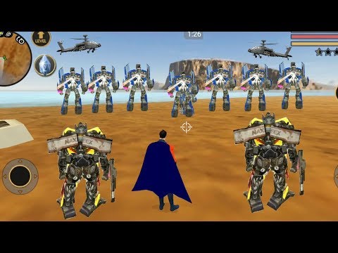 Vegas Crime Simulator (Blue Robot Attack SuperHero) Robot Car Fight Transformer - Android Gameplay