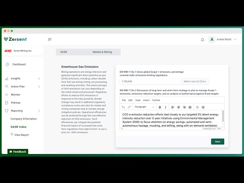 AL TV Product Walk Through - Zersent - ESG Tool