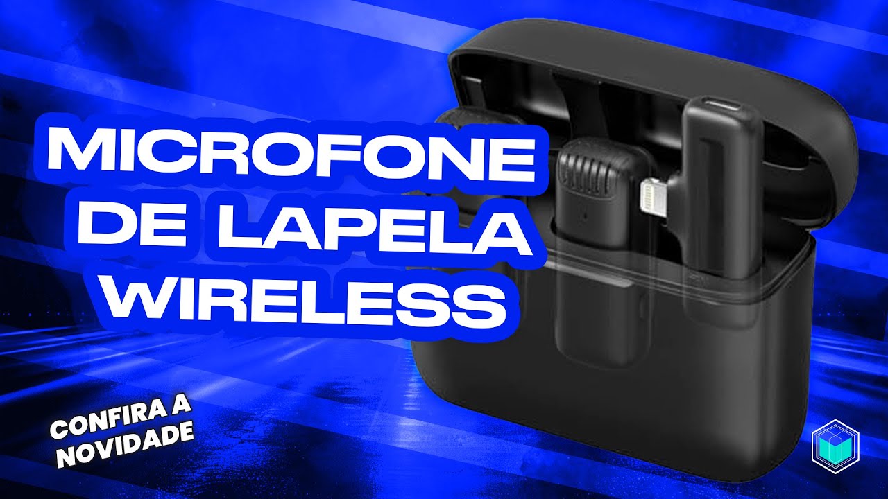 Microfone de Lapela sem fio com Carregador Embutido na caixinha