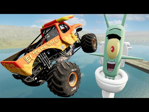 BeamNG Satisfying Car Crashes and Jumps Into Giant Plankton From SpongeBob!