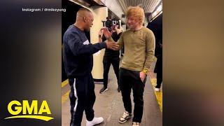 Ed Sheeran surprises NYC subway performer | GMA
