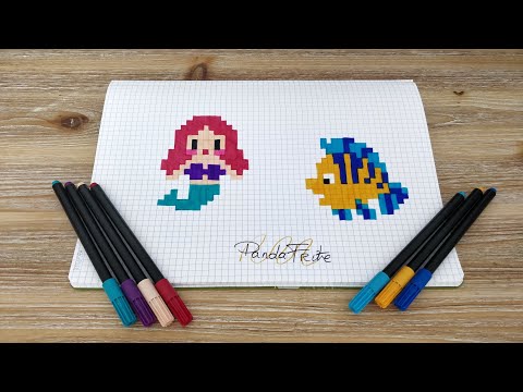 Pixel Art Ariel et Polochon /La petite sirène/ Disney