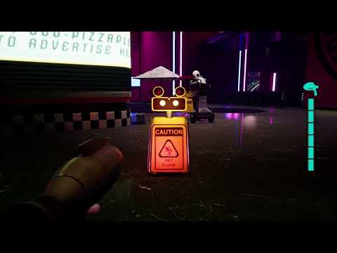 What will happen if you shoot the wet floor bot in Fnaf: Security Breach?(WARNING: Loud noises!)