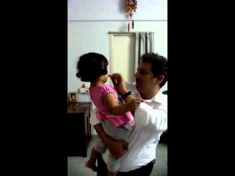 Anarghya with her dad- just back home from work