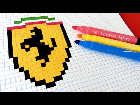 Handmade Pixel Art - How To Draw Ferrari Logo #pixelart