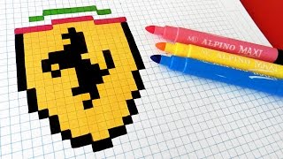 Handmade Pixel Art - How To Draw Ferrari Logo #pix