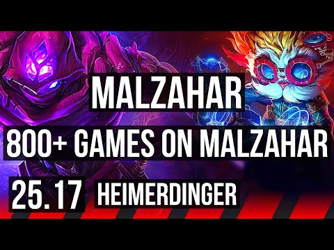 MALZAHAR vs HEIMERDINGER (TOP) | 800+ games | EUW Diamond | 25.17