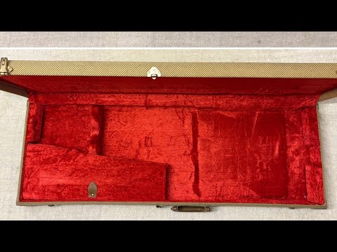 1990’s Fender Tweed Hardshell Case Fits Stratocaster / Telecaster Plush Red Interior image 21
