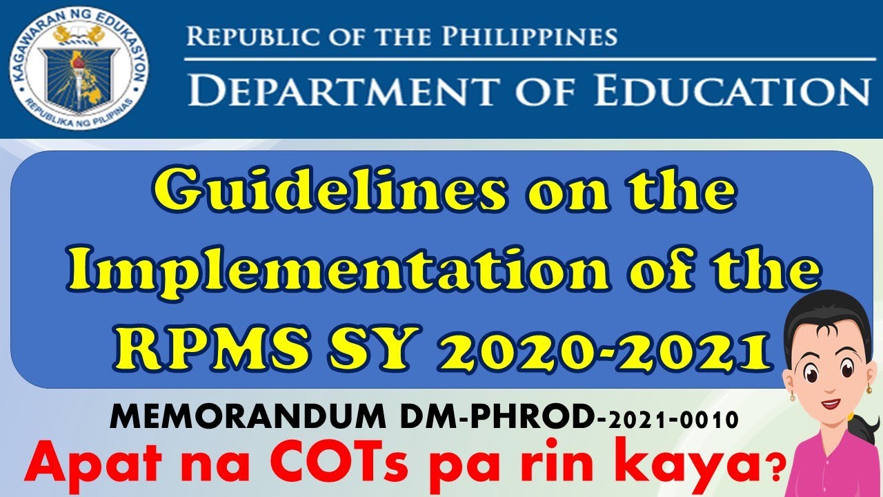 GUIDELINES ON THE RPMS-PPST IN THE NEW NORMAL | IPCRF | COT | DM-PHROD-202-0010 | SY 2020-2021