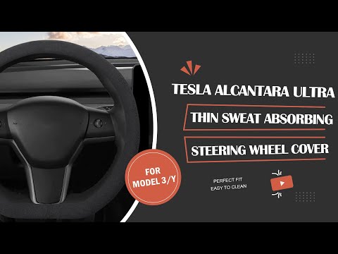 Tesla Alcantara Ultra Thin Sweat Absorbing Steering Wheel Cover For Model 3/Y