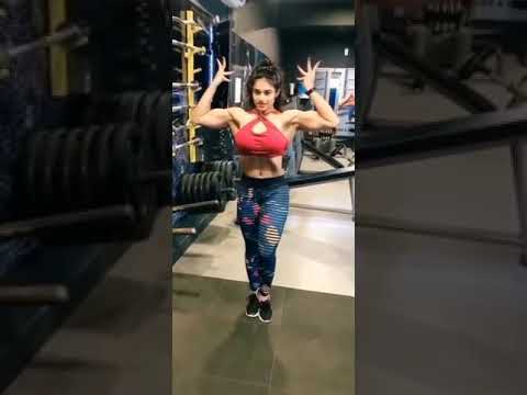 Muscle girl flex super abs and biceps #youtubeshorts