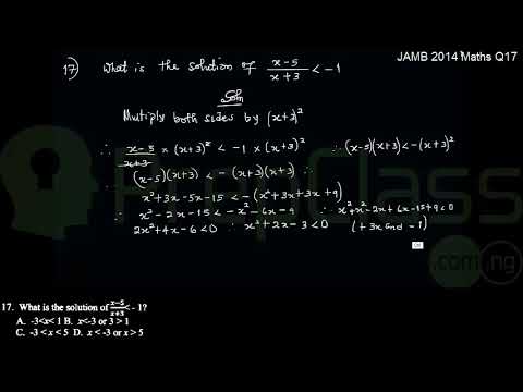 Inequalities (Quadratic Inequalities) - JAMB 2014 MATHS Question 17