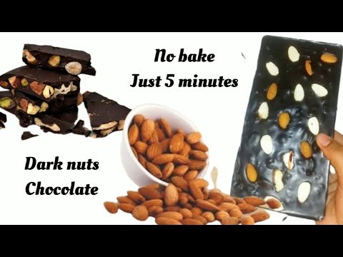 Chocolate Recipe||Just 2 Ingredients 5 Minutes Delicious Dark Nuts Chocolate Recipe In telugu||