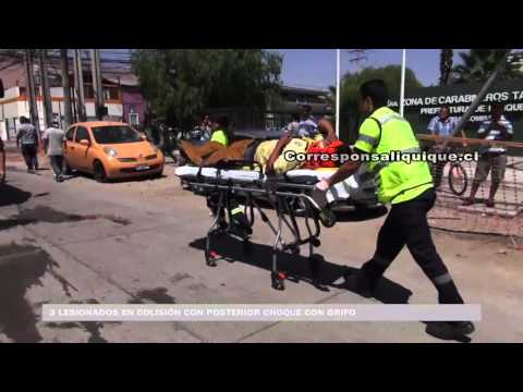 2 LESIONADOS EN COLISIÓN CON POSTERIOR CHOQUE CON GRIFO EN IQUIQUE