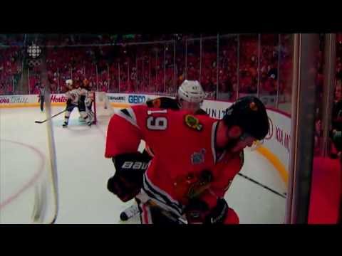 David Krejci and Torey Krug handling Jonathan Toews June 15 2013 Game 2 Stanley Cup Finals HD