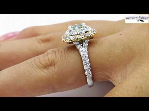 Rare GIA 2.55ctw Fancy INTENSE GREEN Cushion Cut Diamond  Engagement Wedding  Platinum Ring