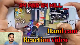 Hand cam free fire || 34 kill and 24 kill in two matches || mobile player #freefire #handcamfreefire