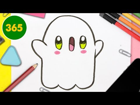 COMMENT DESSINER FANTÔME KAWAII ÉTAPE PAR ÉTAPE – Dessins kawaii facile - Comment dessiner halloween