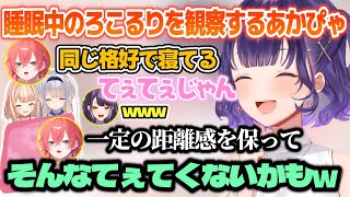熟睡中のろこるりをニコニコで観察しに行くあかぴゃ【七瀬すず菜/獅子堂あかり/海妹四葉/鏑木ろこ/栞葉るり/にじさんじ切り抜き】