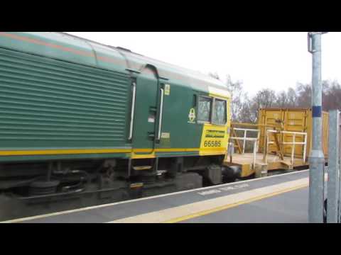 Freightliner 66585 " The Drax Flyer " Departs Chesterfield with Quiet 2 Tone - 6Y17 - 05/12/2015