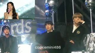 Download lagu Jungkook's (  Jimin and Jin's) reaction to IU - Through The Night @ Melon Music Awards 2017 mp3