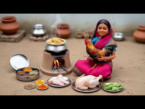 Miniature Doll Chicken Biryani Cooking ASMR | Tiny Indian Village Kitchen Story