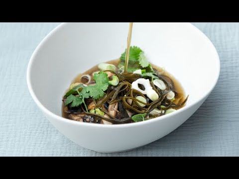Recette - Bouillon détox algues, bergamote, champignons - Fabrice Mignot