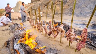 Vertical BBQ - 13 Goat Legs Kebabs!!🔥MOST UNIQUE Iranian Food! | Baluchestan, Iran!🇮🇷 - YouTube
