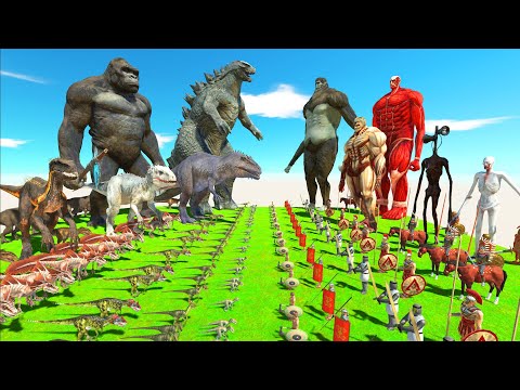 GODZILLA x KONG: Dinosaurs revolt battle with Godzilla 2014 x Kong VS Team Colossal Titan War